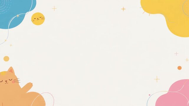 ぽよぽよ猫が揺れるポップなコピースペース背景