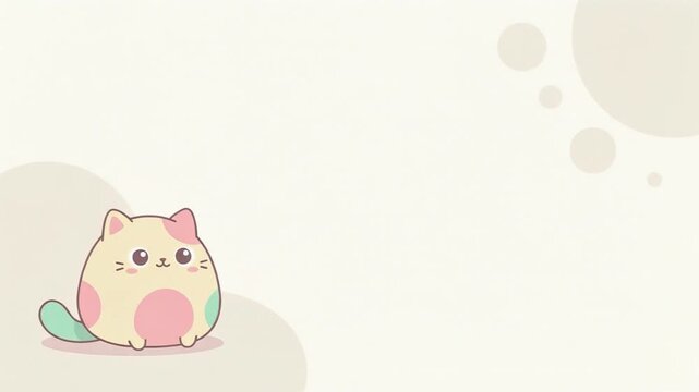 ぽよぽよ猫が揺れるポップなコピースペース背景