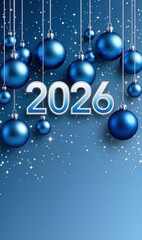 New Year backgraund in soft blue shades with gentle winter elements and a festive atmosphere.