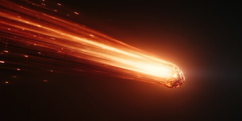 Fiery celestial object streaks across dark space impact concept illustration