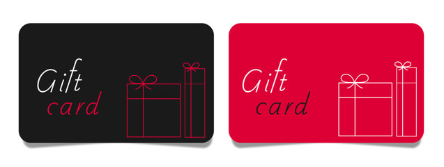 Design gift cards with a box in line style,loyalty card, incentive gift, collect bonus