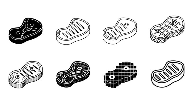 Diverse mitochondria designs in black and white: outline, geometric, and textured styles