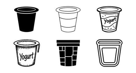 Variety of yogurt cup designs in different artistic styles