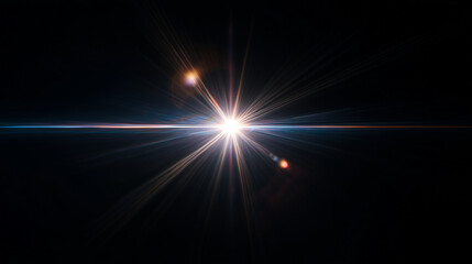 Heller Lens Flare Overlay mit strahlendem Lichteffekt auf dunklem Hintergrund