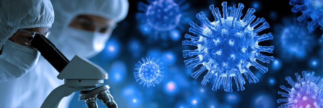 Medical Professionals Investigate Viruses in Protective Clothing Within a Laboratory Setting Focused on Disease Control