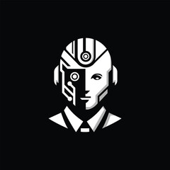 Robot Head Artificial Intelligence AI Logo Human technology digital