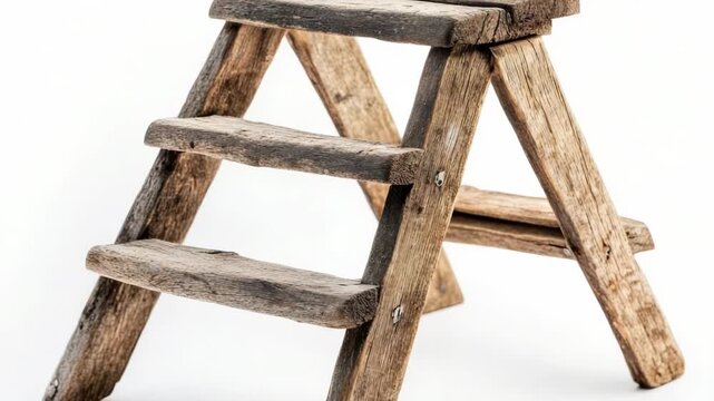 Video A simple wooden step stool on a white background
