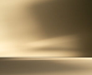 Obraz premium Begie background wall floor with shadow flower gradient peach color backdrop, minimal podium stage loft for presentation product, empty mockup stand interior