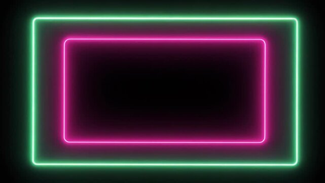 A rectangular frame made of two neon lights
