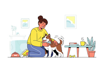 Human-Animal Bond: Affectionate interaction between a person and a cherished canine companion. Illustrating the tender connection, the shared joy.