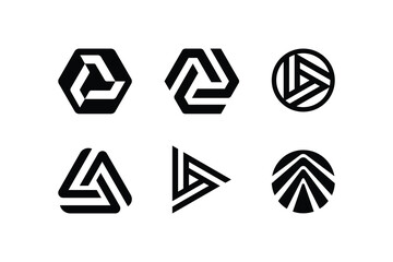 Set of Creative Letter A Triangle Play button for media app