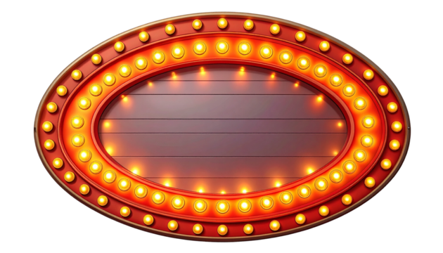 Retro Light-Bulb Circle Sign for Showbiz and Celebration Themes