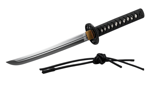  Traditional Katana with Polished Blade and Black Wrapped Handle