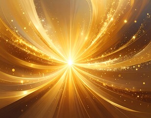 Golden light radiating outwards with streaks and sparkling effects