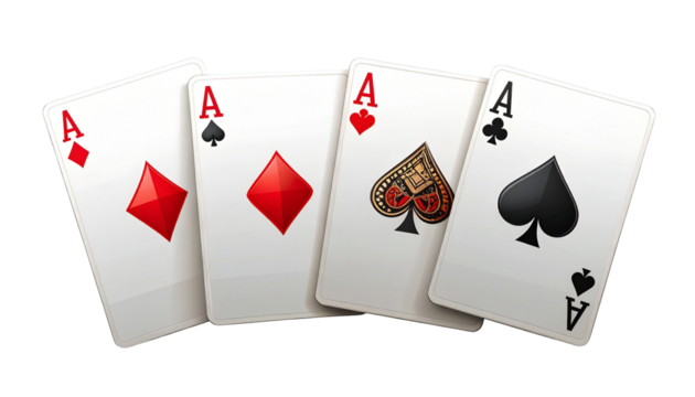 Winning Four-Ace Combination with Bold Playing Card Detail