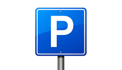 Blue Parking Sign with Bold White P Icon for Navigation Use