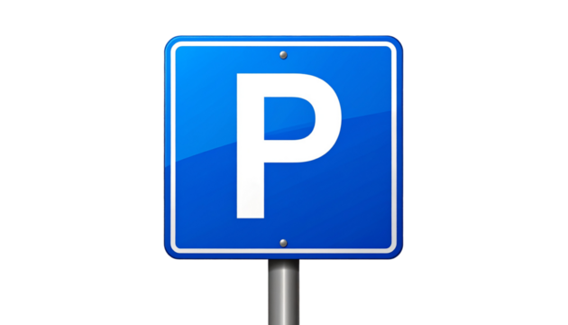 Blue Parking Sign with Bold White P Icon for Navigation Use - Powered by Adobe