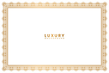 Elegant golden frame design creates a luxury border for wedding invitation, announcement or certificate. Islamic rectangle page pattern border