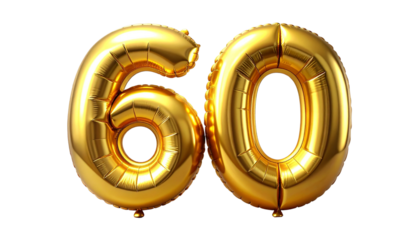 Elegant Gold Foil Number 60 Balloons for Party Invitations