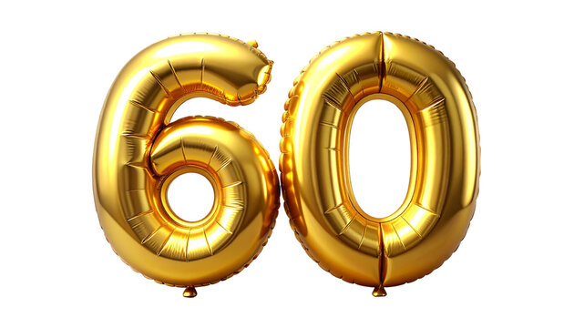 Elegant Gold Foil Number 60 Balloons for Party Invitations