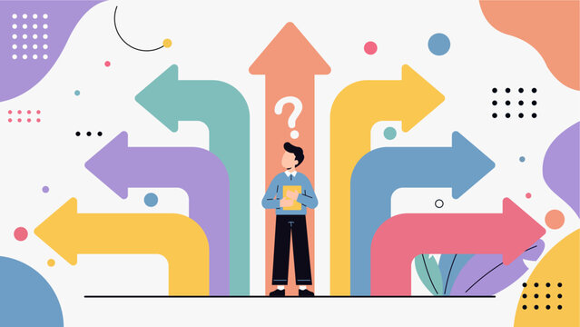 International Day of Education Flat Illustration &ndash; Student Choosing Future Path in Modern Pastel Style