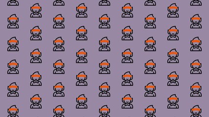 Seamless Pattern of People Icons on a Purple Background.