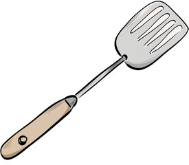 Kitchen metal spatula with wooden handle illustration vector