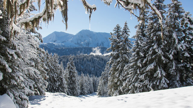 paysage alpin, alpes, Chamrousse en hiver apr&egrave;s chutes de neige, paysage, nature