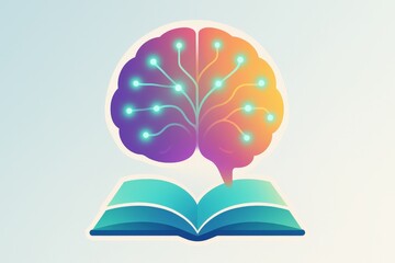 Embodied cognition visualized with a vibrant brain integrating neural connections above an open book signifying knowledge and intellectual exploration through creative synergy