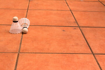 地面に置かれたバトミントンのシャトル