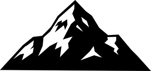Simple Flat Design Mountain Peak with Snow Silhouette Illustration Icon