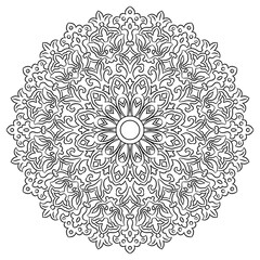 Outline creative Mandala for Coloring Book Page. Oriental Mandala vector. Mandala Coloring book line art. Hand drawn doodle mandala design