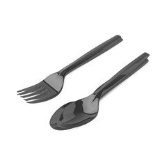 Black Plastic Fork and Spoon Set.