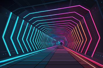 Futuristic Tunnel With Glowing Stripes Bol Professional Photo Great for Commercial Projects