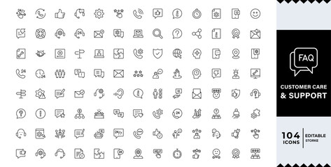 Pixel Perfect,Customer service Support, customer service thin line icons set.  line editable icon set. Containing customer satisfied, assistance, experience, feedback,icon set
