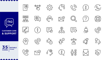 Pixel Perfect,Customer service Support, customer service thin line icons set.  line editable icon set. Containing customer satisfied, assistance, experience, feedback,icon set