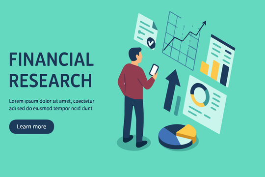 Financial research concept. Can use for web banner, infographics, hero images. Flat isometric vector illustration isolated on white background.