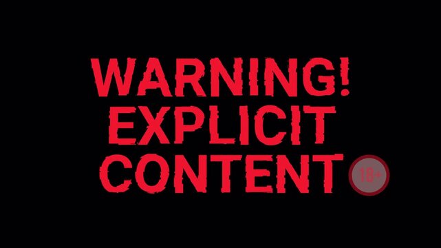 Warning disturbing content viewer discreation is advised with red glitch effect on transparent background. message sensitive content attention restricted