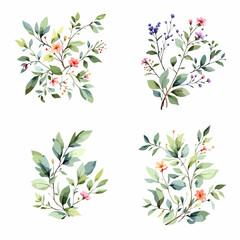 Floral vector background with flowers and leaves