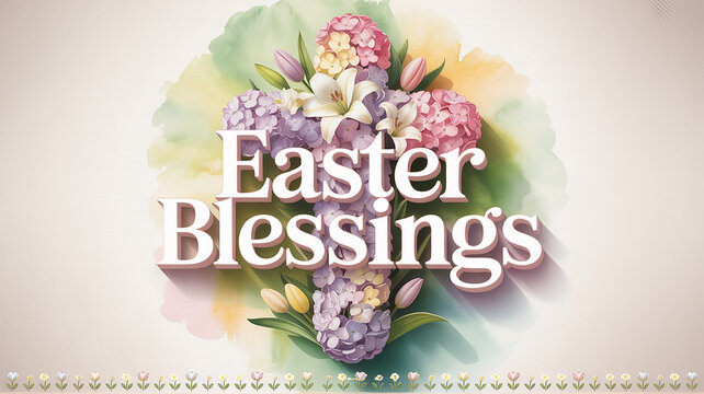 Celebrate Easter with this beautiful floral design and share the blessings of springtime joy with loved ones, perfect for cards, invitations, and heartfelt greetings