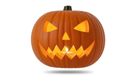 Fototapeta premium Eerie Jack-o'-Lantern with Glowing Face for Halloween Night