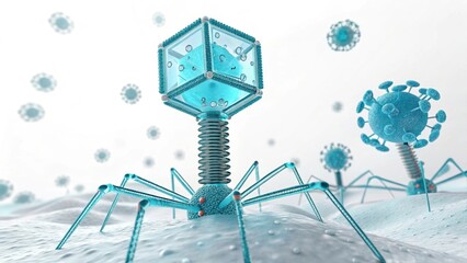 Explore bacteriophage infecting cells, biology science
