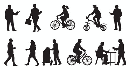 Fototapeta premium Dynamic Human Figures in Motion A Collection of Running Silhouettes Illustrating Athleticism and Energy