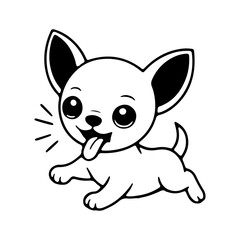 Cute cartoon chihuahua puppy playing with a joyful expression and a wagging tail