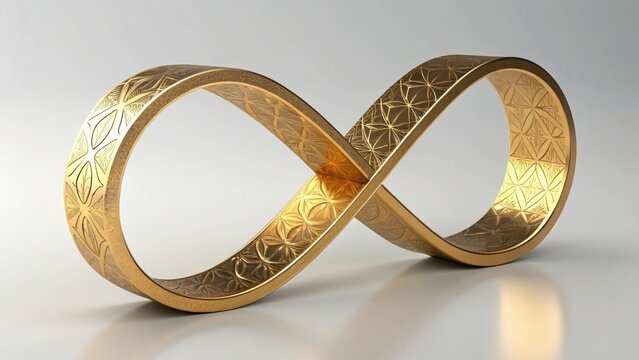 Stunning golden infinity symbol with floral pattern