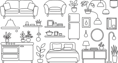 set of furniture icons