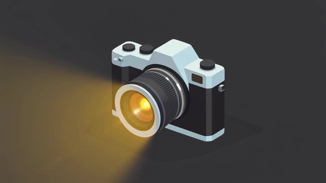 Digital Camera Illustration Showing Modern Compact Camera with Lens and Controls
