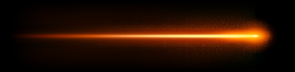 Orange laser beam, moving light streak ray, glowing comet light flare. © Cobalt