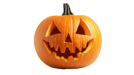 Fototapeta premium Carved Halloween Pumpkin Jack O Lantern isolated on a transparent background