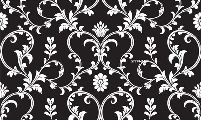Damask wallpaper classic pattern features symmetrical floral motifs creating luxurious and timeless backdrop suitable for interior and textile projects 130